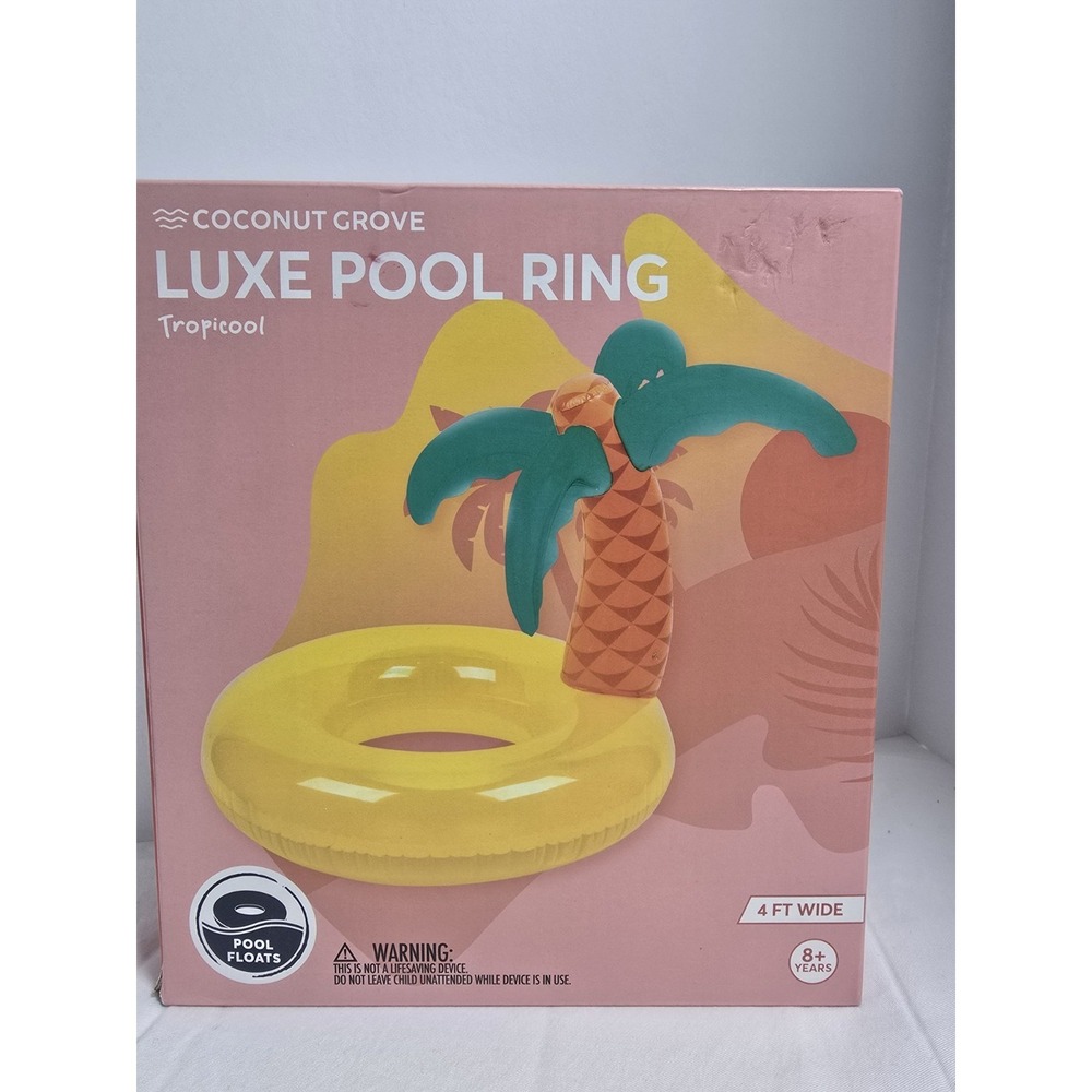 New Swimming Pool Ring Float TROPICOOL Palm Tree 4' Wide Coconut Grove‎ 8+